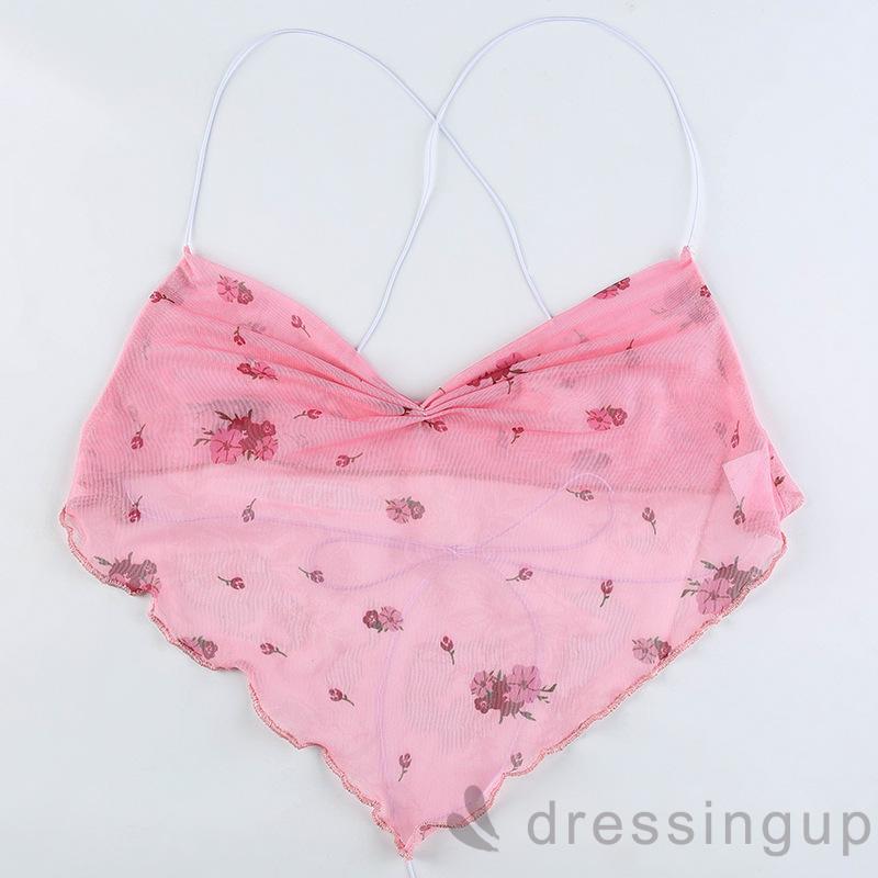 Áo Lửng Hai Dây In Họa Tiết Hoa Quyến Rũ Cho Nữ