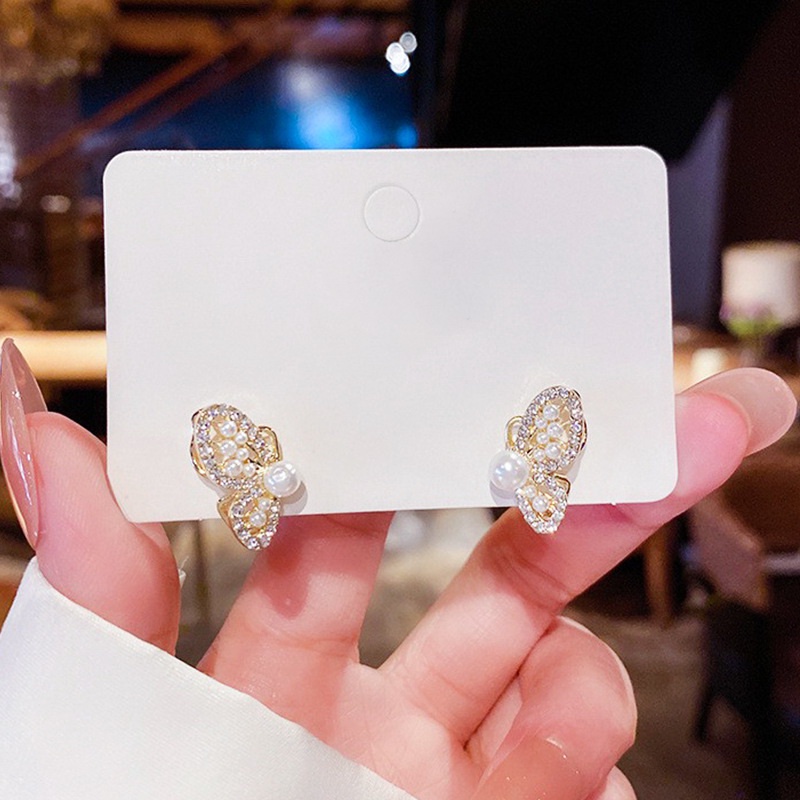 Khuyên tai RINHOO thiết kế hoa đính đá tùy chọn kiểu thời trang xinh xắn cho nữ