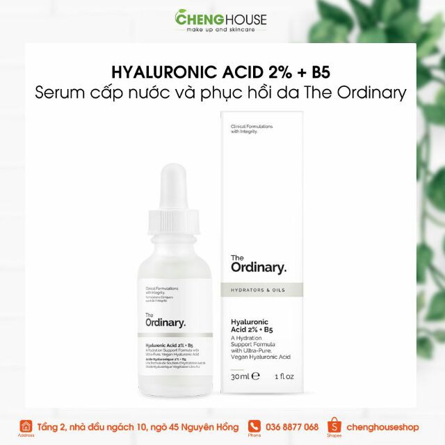 (Sephora Mỹ) Serum cấp nước và phục hồi da The Ordinary Hyaluronic Acid 2% + B5