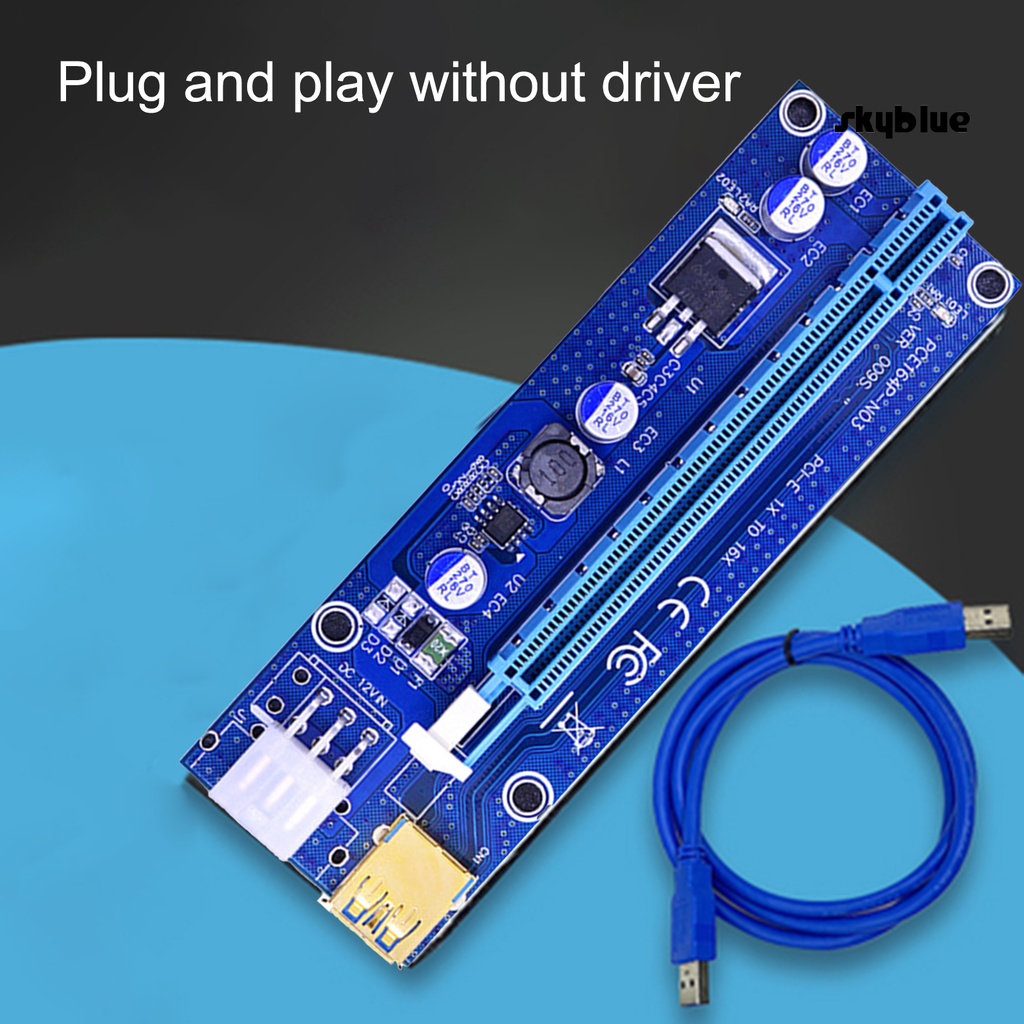 [SK]009S PCI-E Plug Play USB3.0 PCI-E 1X to 16X Riser Card Express Extension Cable for Miner