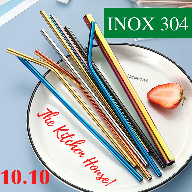 Ống hút INOX 304 cao cấp uống trà sữa chân châu, Ống hút size lớn uống sinh tố sang chảnh phong cách Hàn Quốc