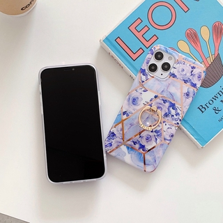 Case Samsung Galaxy Note 20 Ultra Note 10 Plus Note 9 Note 8 S20 Ultra S20 Plus S10 Plus S10e S9 Plus S8 Plus A21S M21 M30S A51 A71 5G A41 A70 A50 A50S A40 A30S Electroplate Marble Rose Flower Ring Stand Case Cover