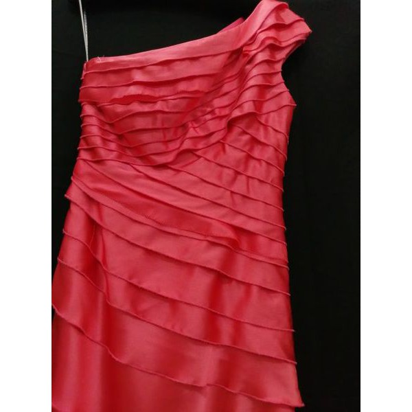 Đầm dạ hội Kay Unger lệch vai bèo xếp tầng cam phi bóng sang trọng USA ( TH8526 )
