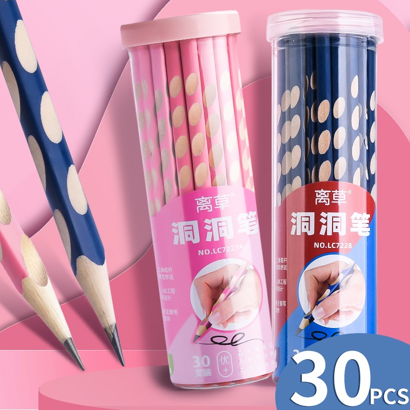 Set 30 Bút Chì Gỗ Hb / 2b Thích Hợp Cho Các Bé bút chì lỗ Điều chỉnh tay cầm bút chì