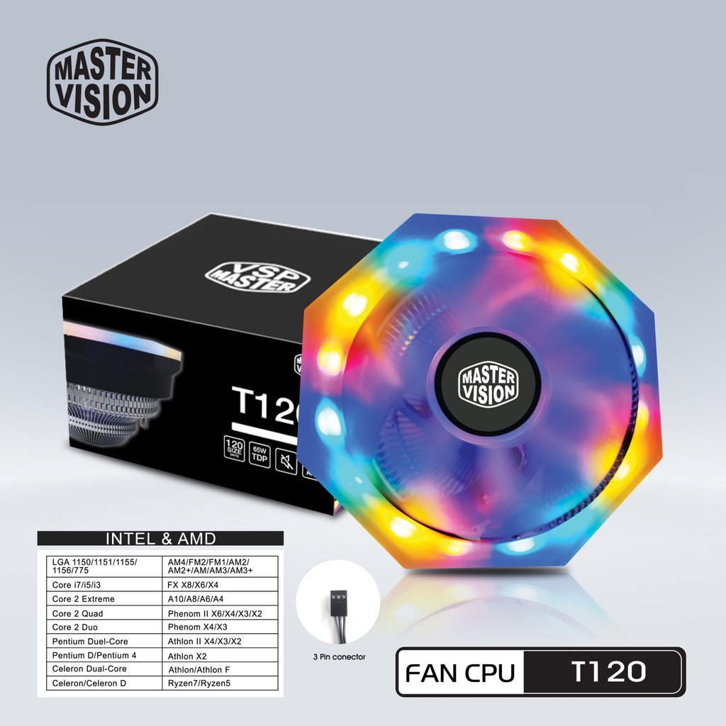 Quạt Tản Nhiệt, Fan Làm Mát Máy Tính  LED CPU/Case Đa Năng UFO VSP LED Đổi Màu