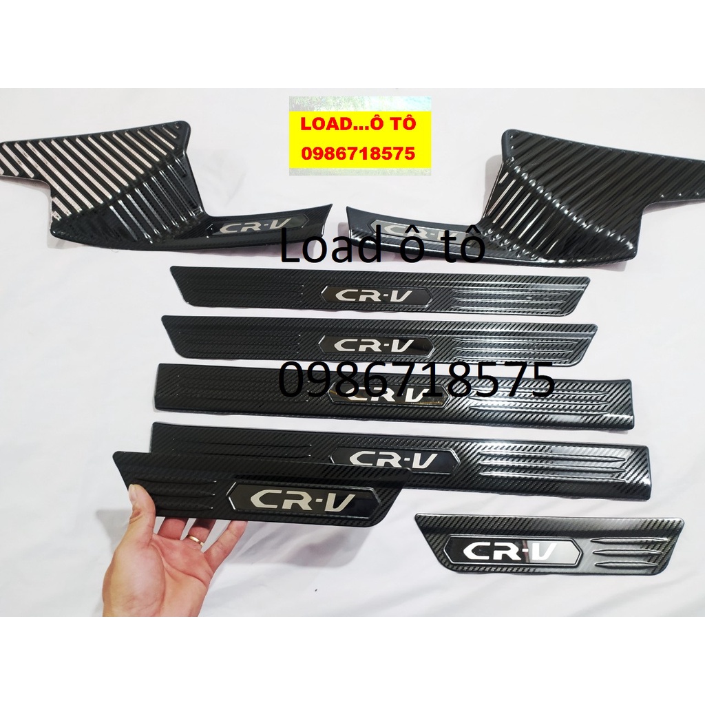 Ốp Bậc Chân, Nẹp Bước Chân Carbon Xe Honda CRV 2022-2018 Mẫu Carbon Cao Cấp Nhất