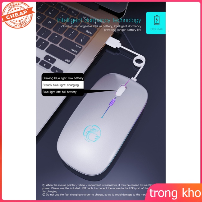 Chuột không dây kết nối Bluetooth có đèn LED cho laptop PC