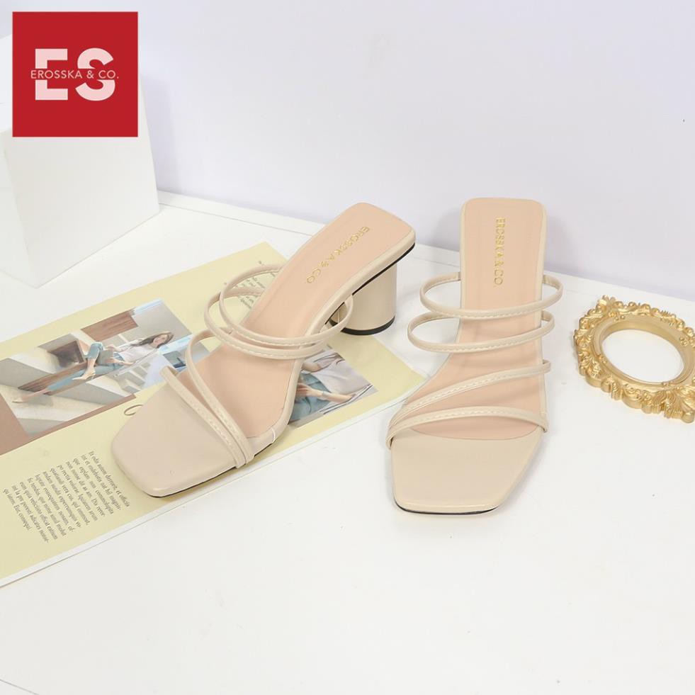 Dép cao gót Eroska thời trang mũi vuông phối dây quai mảnh cao 5cm màu kem [HÀNG CAO CẤP] | BigBuy360 - bigbuy360.vn