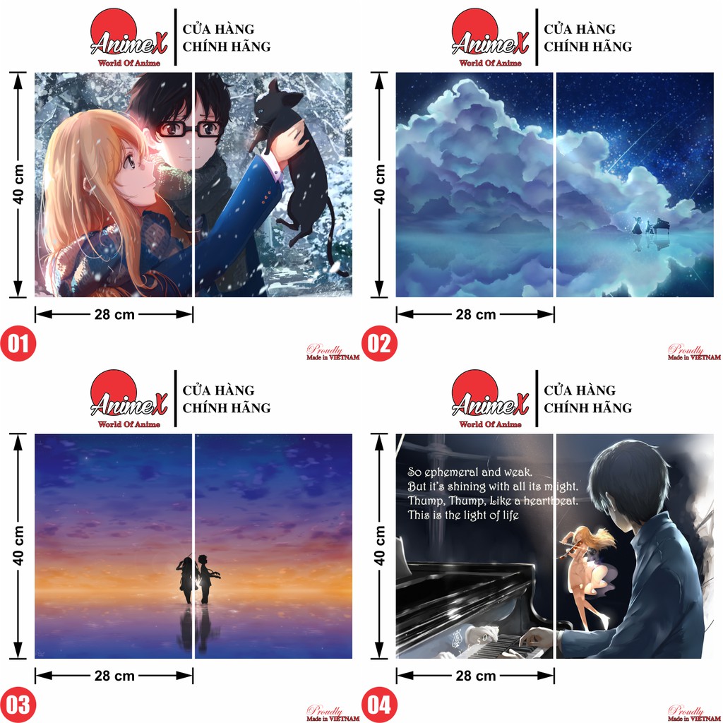 Combo 2 Tấm Poster Áp Phích A3 Anime Your Lie In April - Lời Nói Dối Tháng Tư - Shigatsu Wa Kimi No Uso By AnimeX