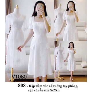 Rập giấy mã 808 - rập đầm cổ vuông tay phồng (Bản vẽ)