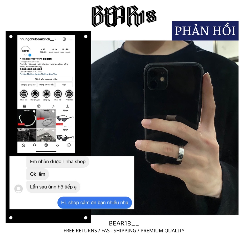 Nhẫn nam khắc số la mã màu bạc, chất liệu thép titan không gỉ unisex phù hợp cho nam và nữ BEAR18 - NHAN9