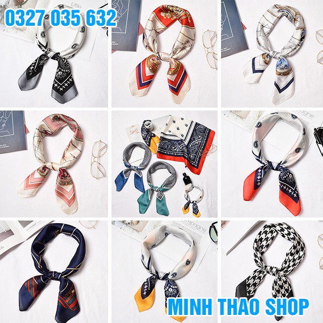 Khăn Lụa Vuông 70x70 , Khăn Lụa Quàng Cổ Hàn Quốc