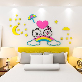 tranh dán tường mica dán nổi - đôi thỏ trang trí phòng ngủ, phòng khách, phòng cưới