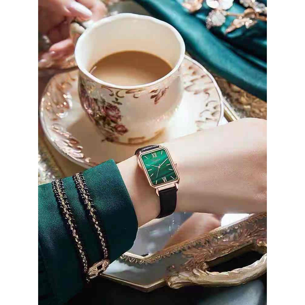Popkozzi Malachite Đồng Hồ Đeo Tay quartz Nam Châm Màu Xanh Lá Thời Trang Cho Nữ