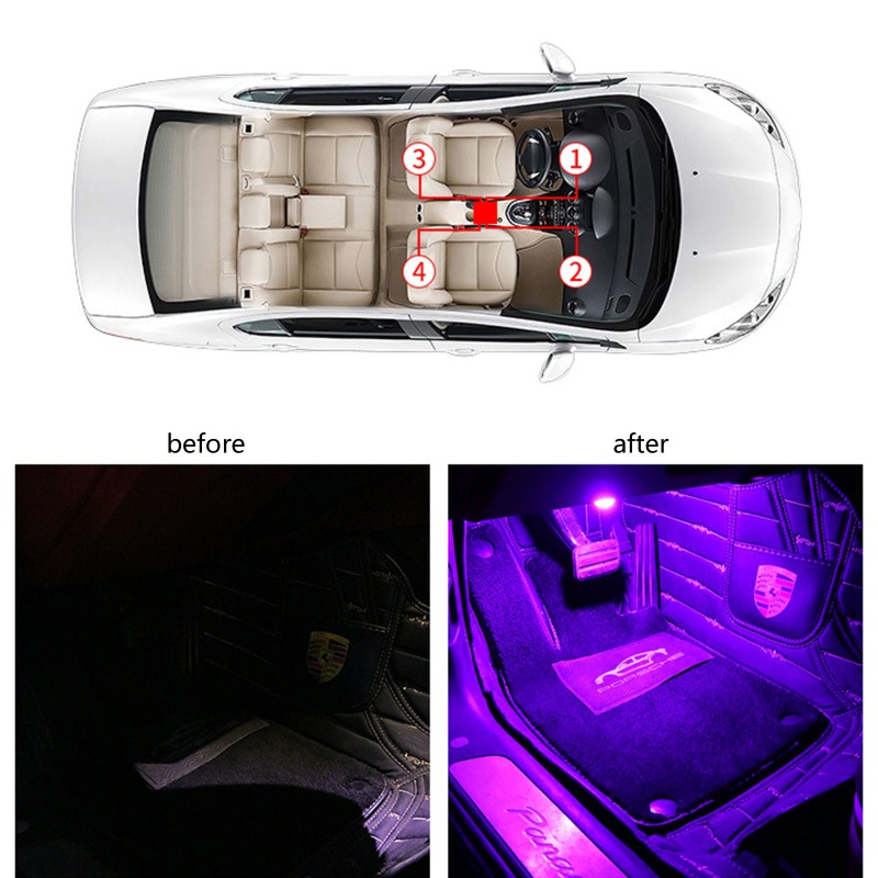 Đèn Led USB Trang Trí Nội Thất Xe Hơi Tự Động