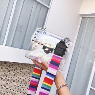 Túi trong suốt dây thổ cẩm(kèm ảnh thật)