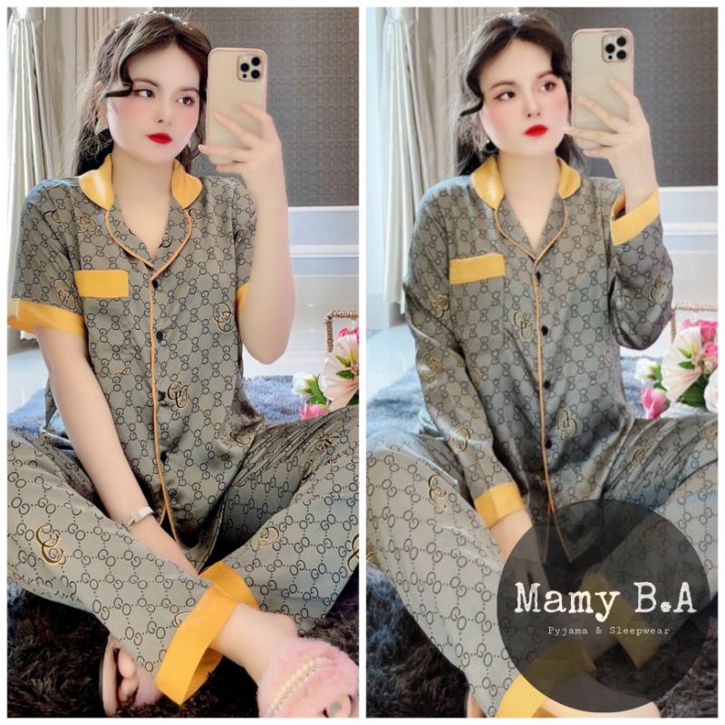 FREESIZE 40-60kg - Pijama lụa satin mạc Thái tay ngắn quần dài - Đồ ngủ nữ loại 1 cao cấp không nhăn (ẢNH THẬT CỦA SHOP)