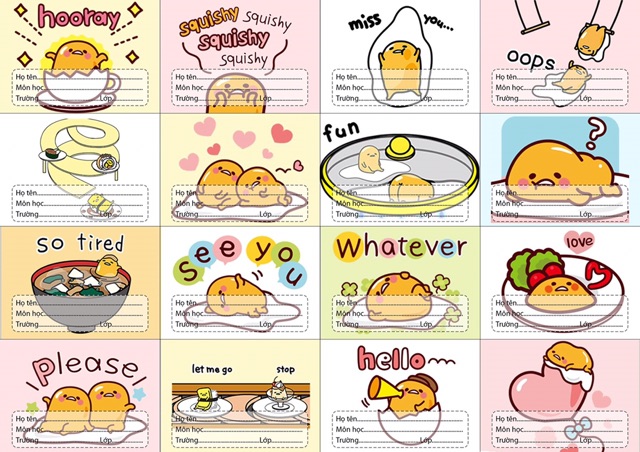 Sét 16 nhãn vở cute , nhãn vở dễ thương nhiều mẫu