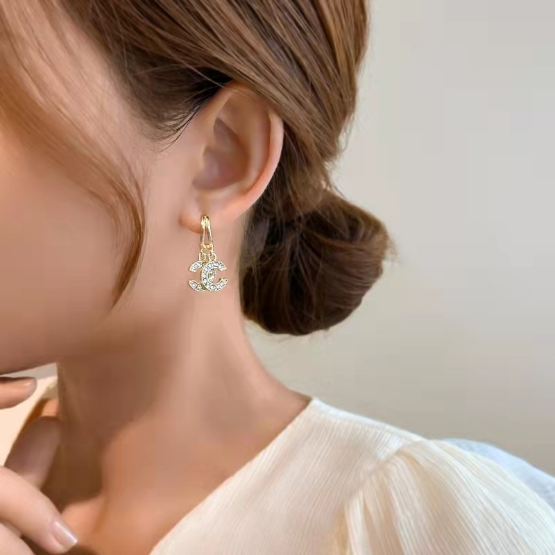 Bông Tai Chữ C Bằng Bạc 925 Thời Trang Cho Nữ