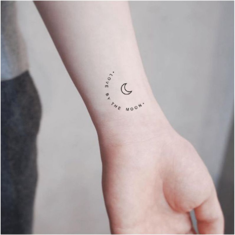 Hình xăm trăng sao, sun moon r08. Xăm dán tatoo mini tạm thời, size &lt;10x6cm
