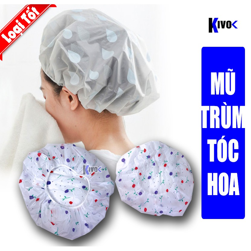 [MŨ TRÙM ĐẦU] Trùm Đầu / Quấn Tóc Khi Tắm - Có Thun Co Dãn / Không Thấm Nước - Hấp Dầu/ Ủ Tóc Tại Nhà - Hình Hoa Nữ Tính