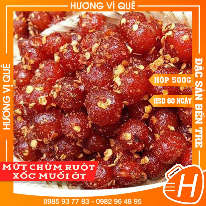 Mứt Chùm Ruột Xốc Muối Ớt - Hộp 500g - Đặc Sản Bến Tre