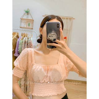 Áo croptop hoa nổi bo eo