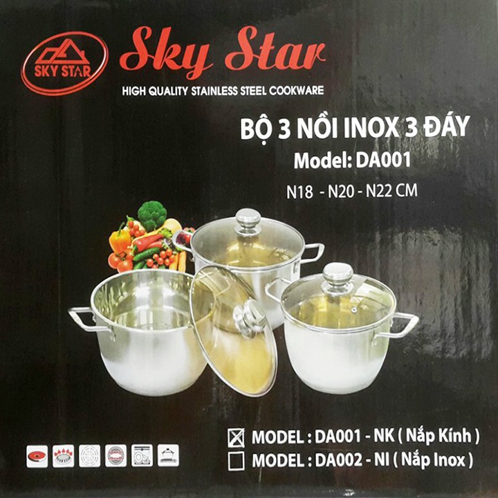 Bộ nồi 3 đáy cao cấp KyStar dùng được bếp từ Đức