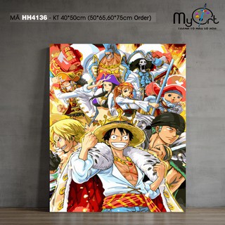 Tranh tô màu theo số sơn dầu số hóa Vua hải tặc One Piece HH4136