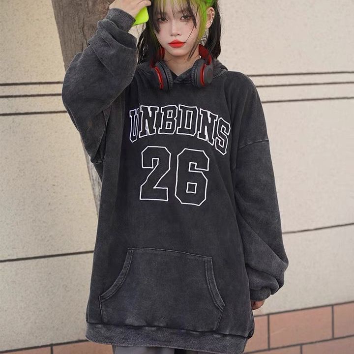 Áo Hoodie Vải Nhung Dày Dáng Rộng Họa Tiết Màu Nhuộm Phong Cách Hip Hop Mỹ Cá Tính Cho Nam Và Nữ