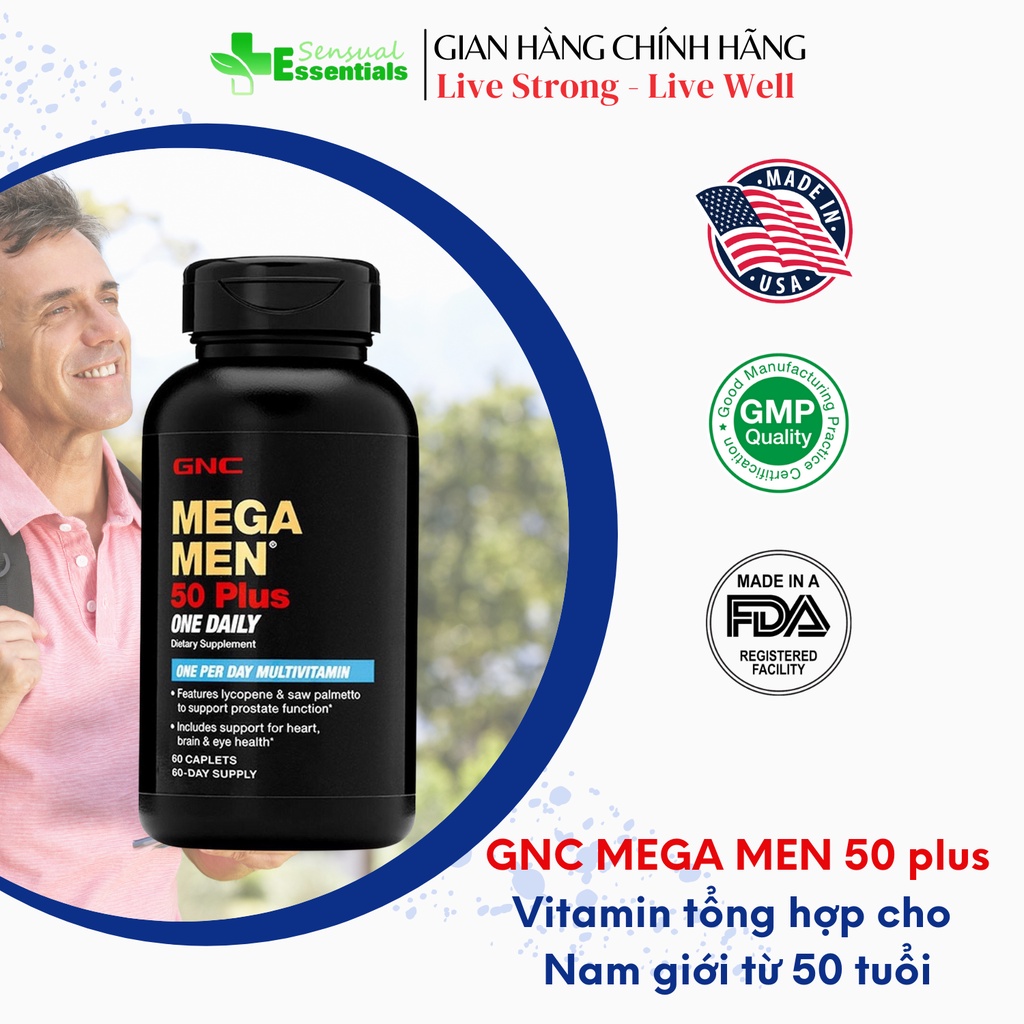 Viên uống bổ sung vitamin Cao Cấp GNC Mega Men 50 plus one daily cho Nam giới từ 50 tuổi