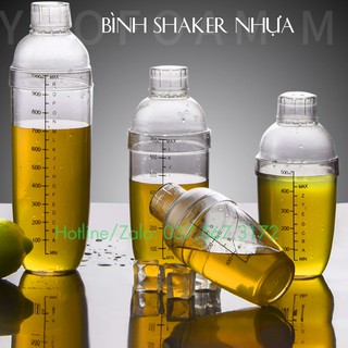Bình lắc Shaker pha chế nhựa chia vạch đen 350ml 500ml 700ml 1000ml - Núm cho bìn Pb397