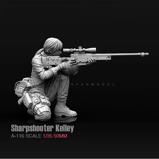 Mô Hình Người Lính Sharhooter Kelley Màu Trắng Cỡ 1 / 35