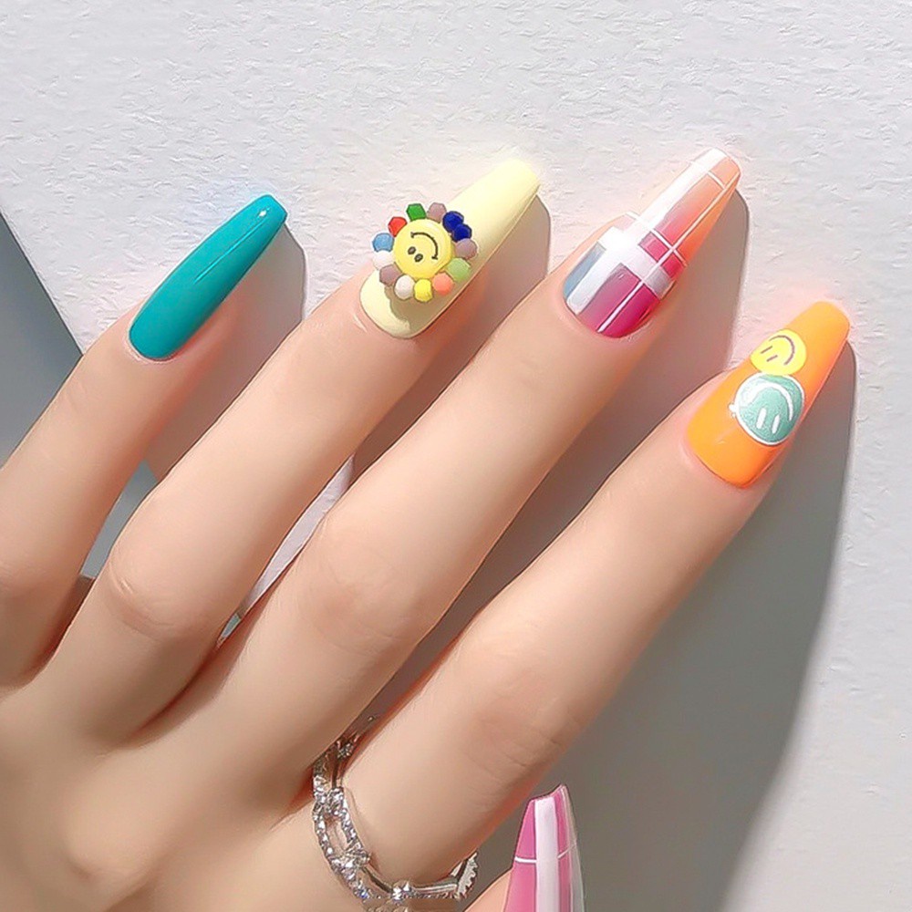 [Hàng mới về] Hộp hạt cườm hình mặt trời/gấu/kẹo/mặt cười 3D trang trí làm đẹp móng diy