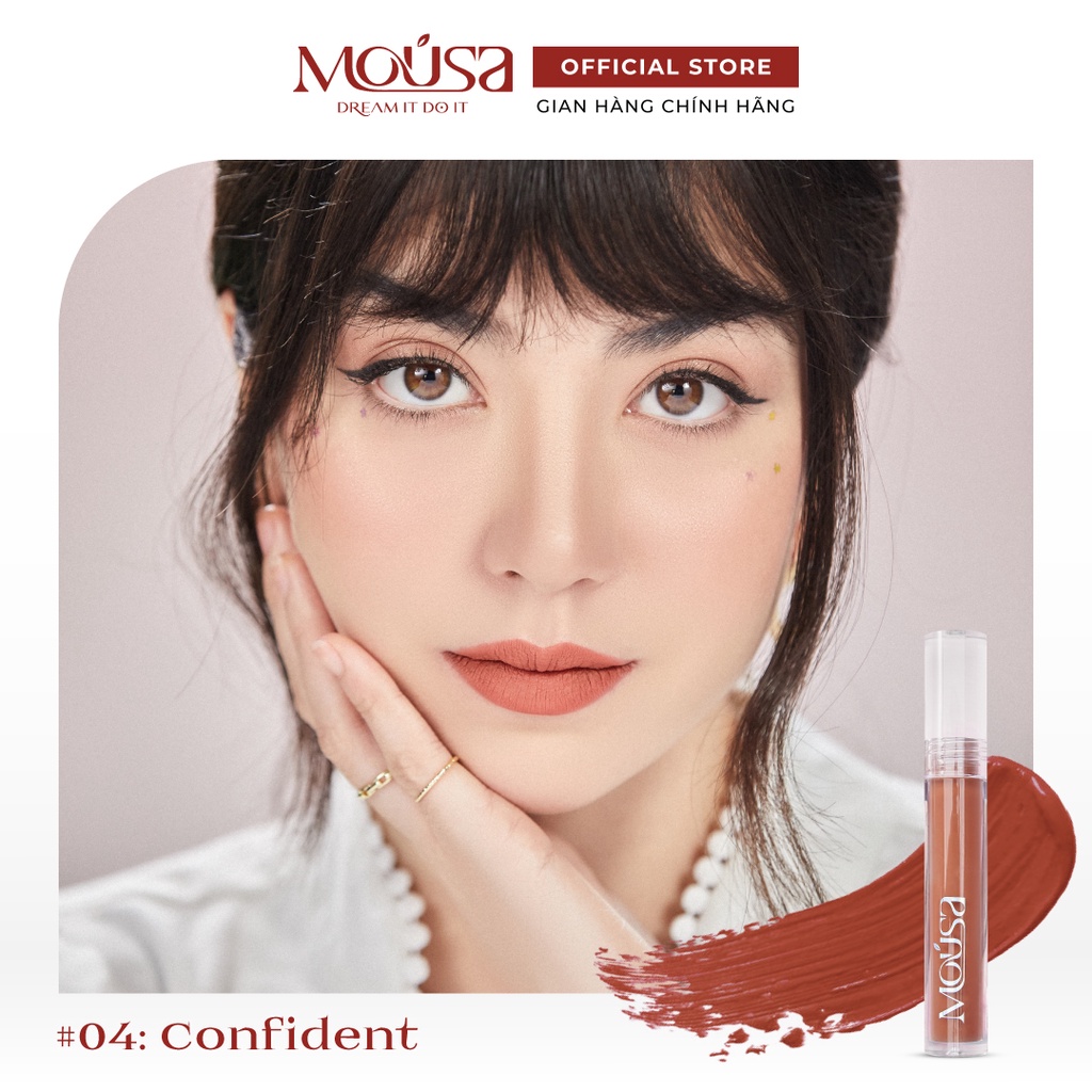 Son kem lì nhẹ môi màu cam đất MOÚSA VELVET LIPCREAM 4.5g 04 - Confident