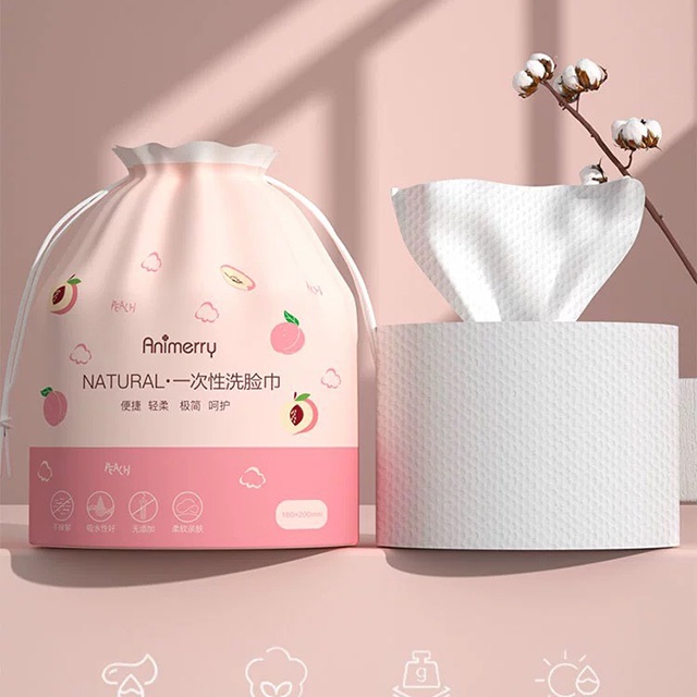 Túi Khăn Lau Mặt Khô ANIMERRY COTTON Cao Cấp Bịch Cuộn Khăn Tẩy Trang Túi Rút Khăn Đào Nội Địa Trung