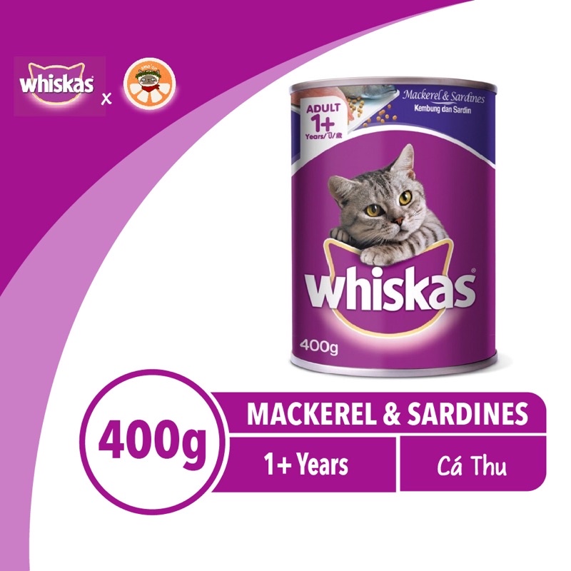 Pate WHISKAS cho mèo lớn lon 400g - Thức ăn dinh dưỡng cho mèo