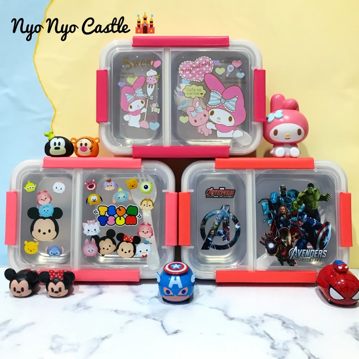 Hộp Đựng Cơm Trưa Hình Totoro / Hello Kitty / Xe Hơi Chống Tràn Bằng Thép Không Gỉ