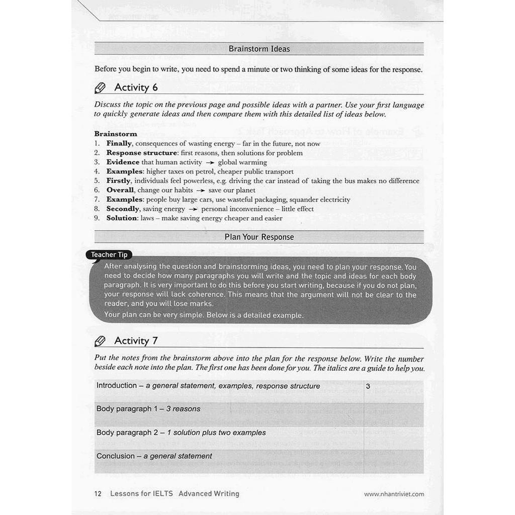 Sách Lessons For Ielts Advanced Writing