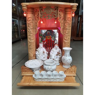 COMBO Bàn Thờ Thần Tài Ông Địa giá rẻ đẹp gỗ Thông Hộp Rồng ngang 48 cao 68 - Đồ Thờ Thắng Duyên Đại Phát