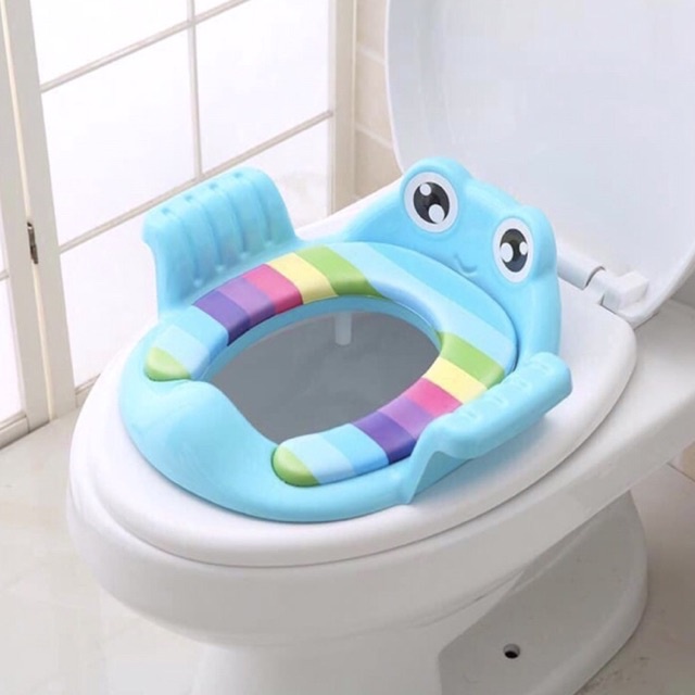 Bệ lót thu nhỏ bồn cầu có tay vịn hình ếch bằng nhựa ABS cao cấp có đệm lót cho trẻ - TiNa’s House
