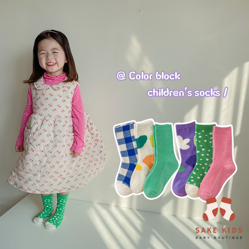 Set 3 đôi tất vớ - Tất cao cổ cotton thoáng khí nhiều màu đáng yêu form dáng basic đủ size cho bé từ 1-8 tuổi S3TB