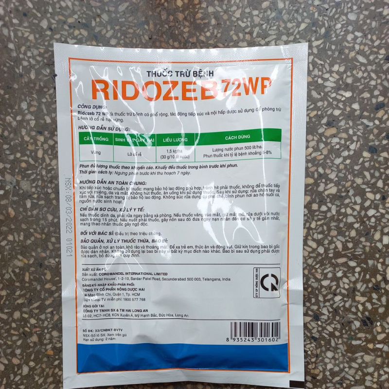 Chế phẩm trừ bệnh Ridozeb 72WP 100g