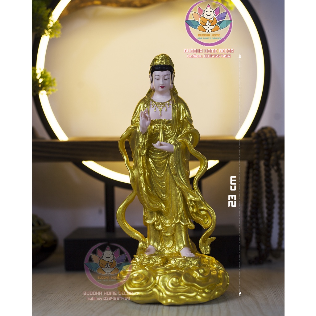 Tượng Mẹ Quan Âm cao 23 cm màu trắng sứ trang trí nội thất nhà cửa, phong thủy, thờ cúng