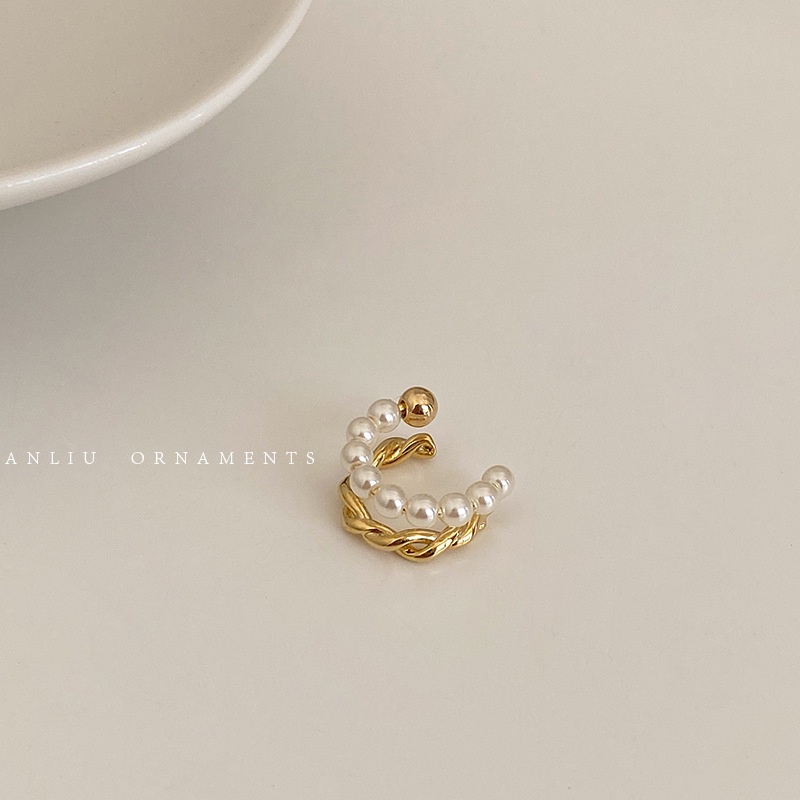 Khuyên Kẹp Vành Tai Đính Ngọc Trai Chống Lộ Phong Cách Retro Pháp 2022 Thời Trang Dành Cho Nữ