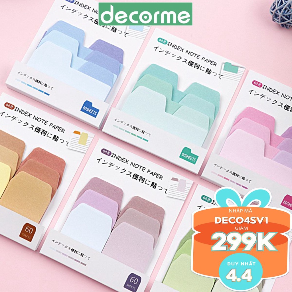 Giấy ghi chú label marker phân trang 60P dụng cụ văn phòng phẩm DecorMe