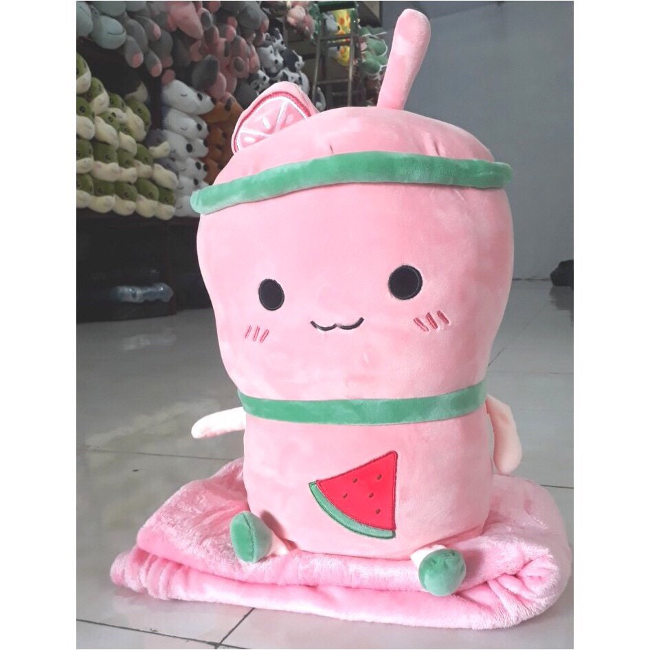 Chăn gối văn phòng hình thú voi xinh, trà sữa, hổ siêu mẫu mới đáng yêu 2in1