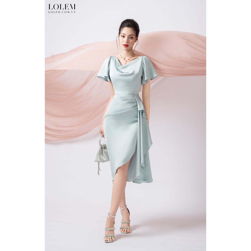 Đầm body dài LOLEM DO228 thiết kế form xếp ly che bụng chất lụa satin mềm mại