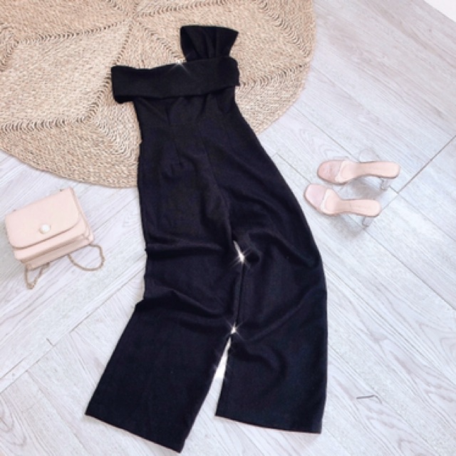 Set đồ thiết kế-Jumpsuit trơn lệch vai chất cát trượt