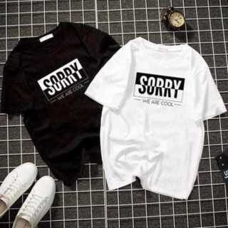 Áo phông in chữ SORRY Áo unisex,áo đôi, áo phông nam nữ đen trắng from rộng, vải cotton xịn